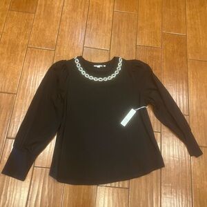 Chico's Black Top with Chain Accent